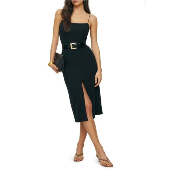 Reformation Pavia knitted midi black dress size large - Picture 1 of 8